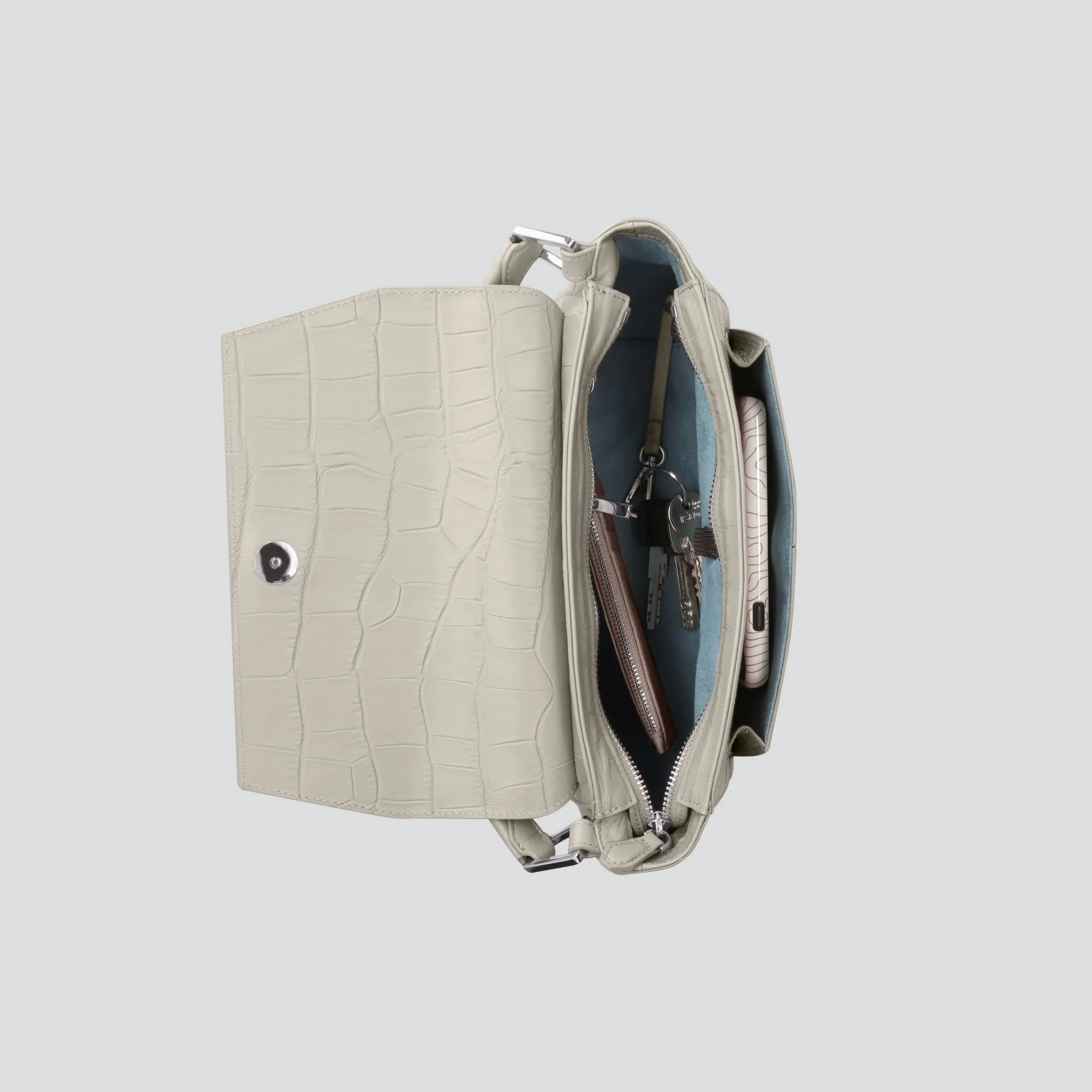 Ikon Shoulder Bag - soft croco chalk white - Image 3